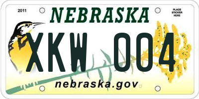 NE license plate XKW004