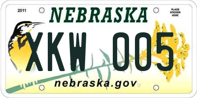NE license plate XKW005