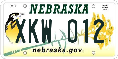 NE license plate XKW012