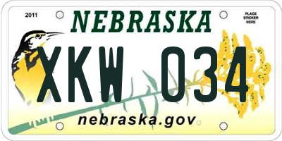 NE license plate XKW034