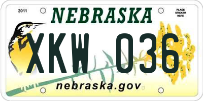NE license plate XKW036