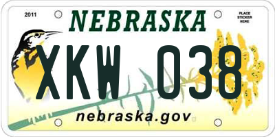NE license plate XKW038