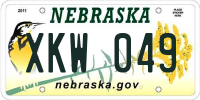 NE license plate XKW049