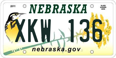 NE license plate XKW136