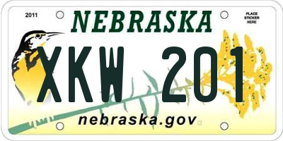 NE license plate XKW201