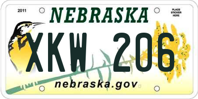 NE license plate XKW206
