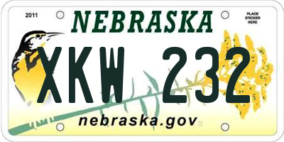 NE license plate XKW232