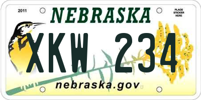 NE license plate XKW234