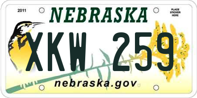 NE license plate XKW259