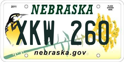 NE license plate XKW260
