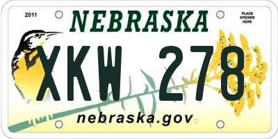 NE license plate XKW278
