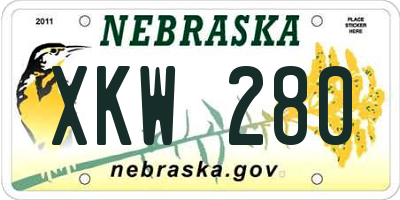 NE license plate XKW280