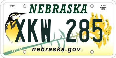 NE license plate XKW285