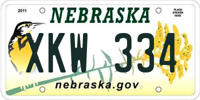 NE license plate XKW334