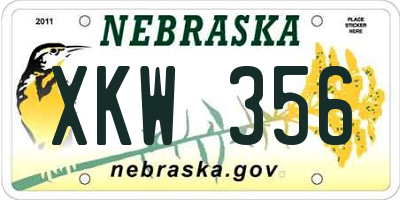 NE license plate XKW356