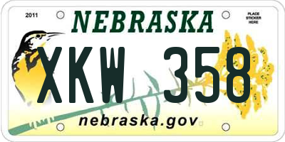 NE license plate XKW358