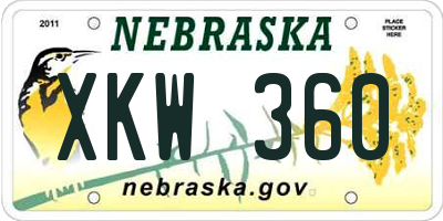 NE license plate XKW360