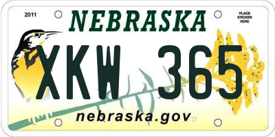 NE license plate XKW365