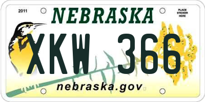 NE license plate XKW366