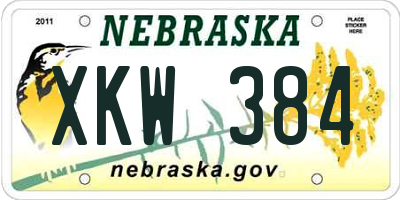 NE license plate XKW384