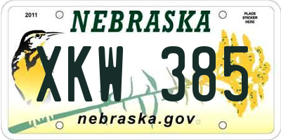 NE license plate XKW385