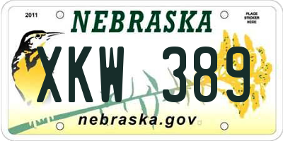 NE license plate XKW389
