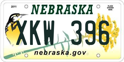 NE license plate XKW396