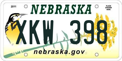 NE license plate XKW398