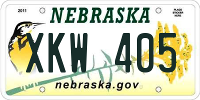 NE license plate XKW405