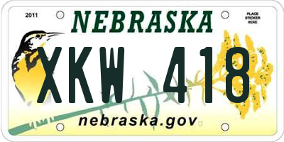 NE license plate XKW418