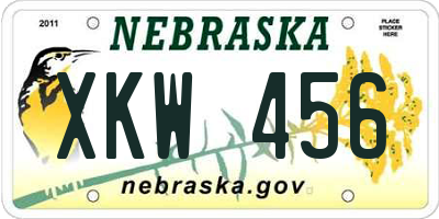 NE license plate XKW456