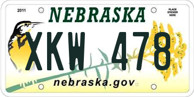 NE license plate XKW478