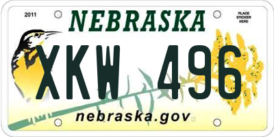 NE license plate XKW496
