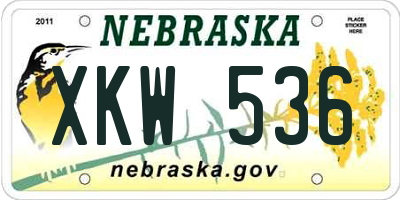 NE license plate XKW536
