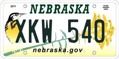 NE license plate XKW540