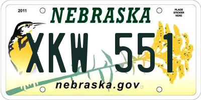 NE license plate XKW551