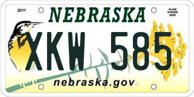NE license plate XKW585