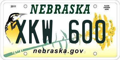 NE license plate XKW600