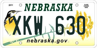NE license plate XKW630