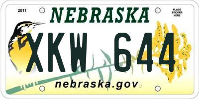 NE license plate XKW644