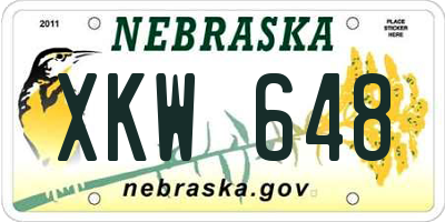 NE license plate XKW648