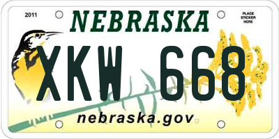 NE license plate XKW668