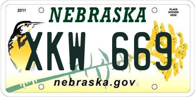NE license plate XKW669