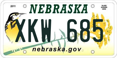 NE license plate XKW685