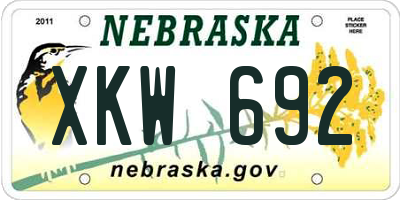 NE license plate XKW692