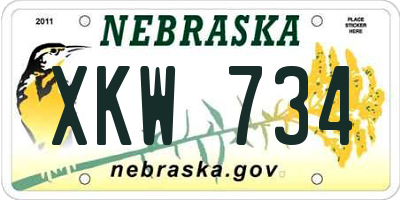 NE license plate XKW734