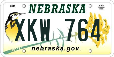 NE license plate XKW764