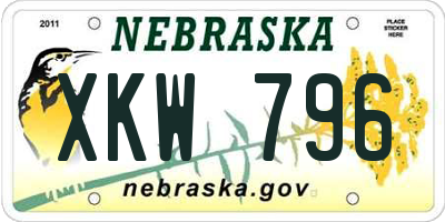 NE license plate XKW796