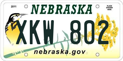 NE license plate XKW802