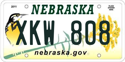 NE license plate XKW808